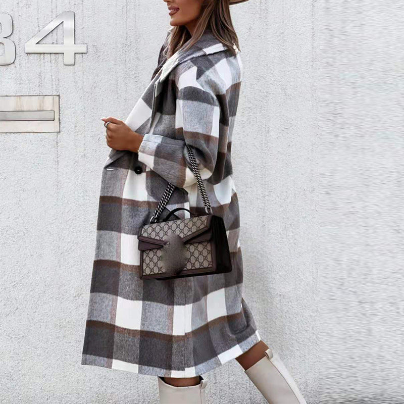 Amara | Wollmantel mit Eleganten Karos und Vintage-Design für Frauen