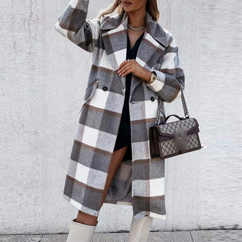 Amara | Wollmantel mit Eleganten Karos und Vintage-Design für Frauen