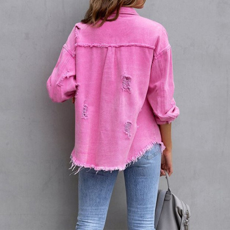 Olivia | Jeansjacke mit Ausgefranstem Design und Hohem Komfort für Frauen
