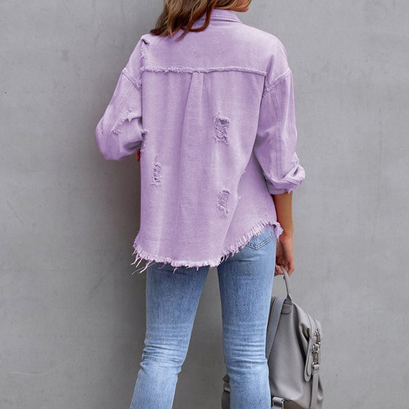 Olivia | Jeansjacke mit Ausgefranstem Design und Hohem Komfort für Frauen