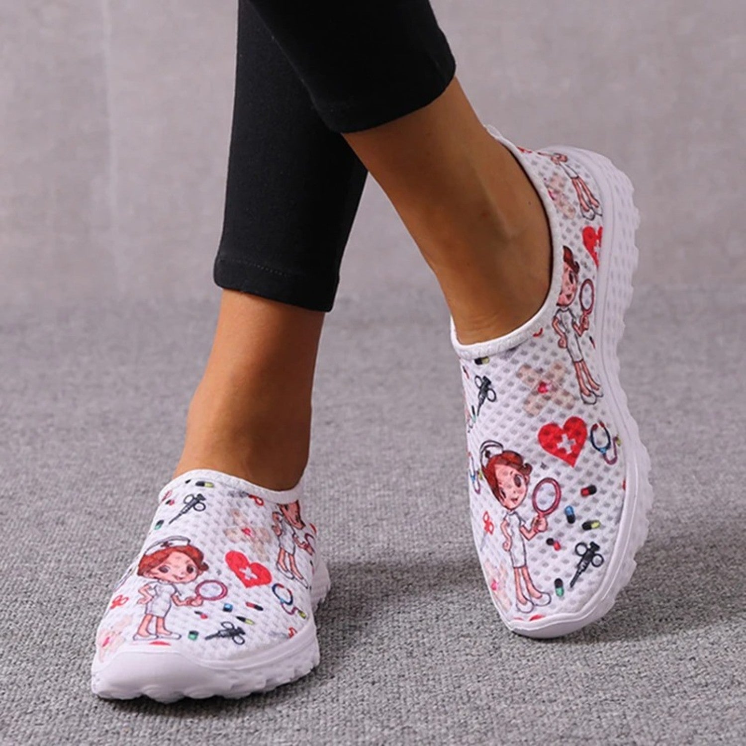 VIDA Hohl Design Cartoon Druck Damen loafer