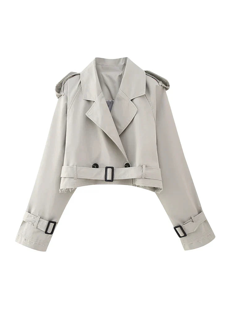 Liora | Trenchjacke mit Vintage-Kerbausschnitt und Gürtel für Damen