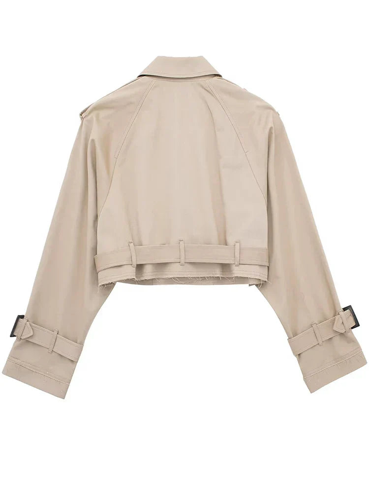 Liora | Trenchjacke mit Vintage-Kerbausschnitt und Gürtel für Damen