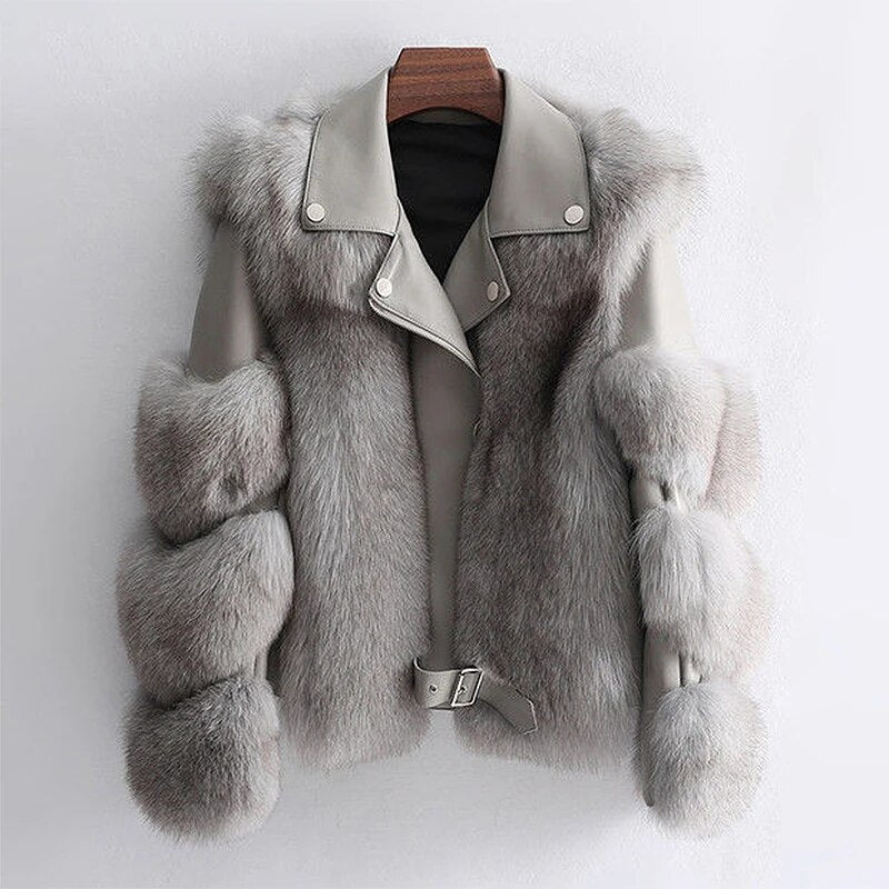 Celestia | Leder Pelz Jacke mit zeitlosem Charme und hochwertigem Kunstpelz für Damen