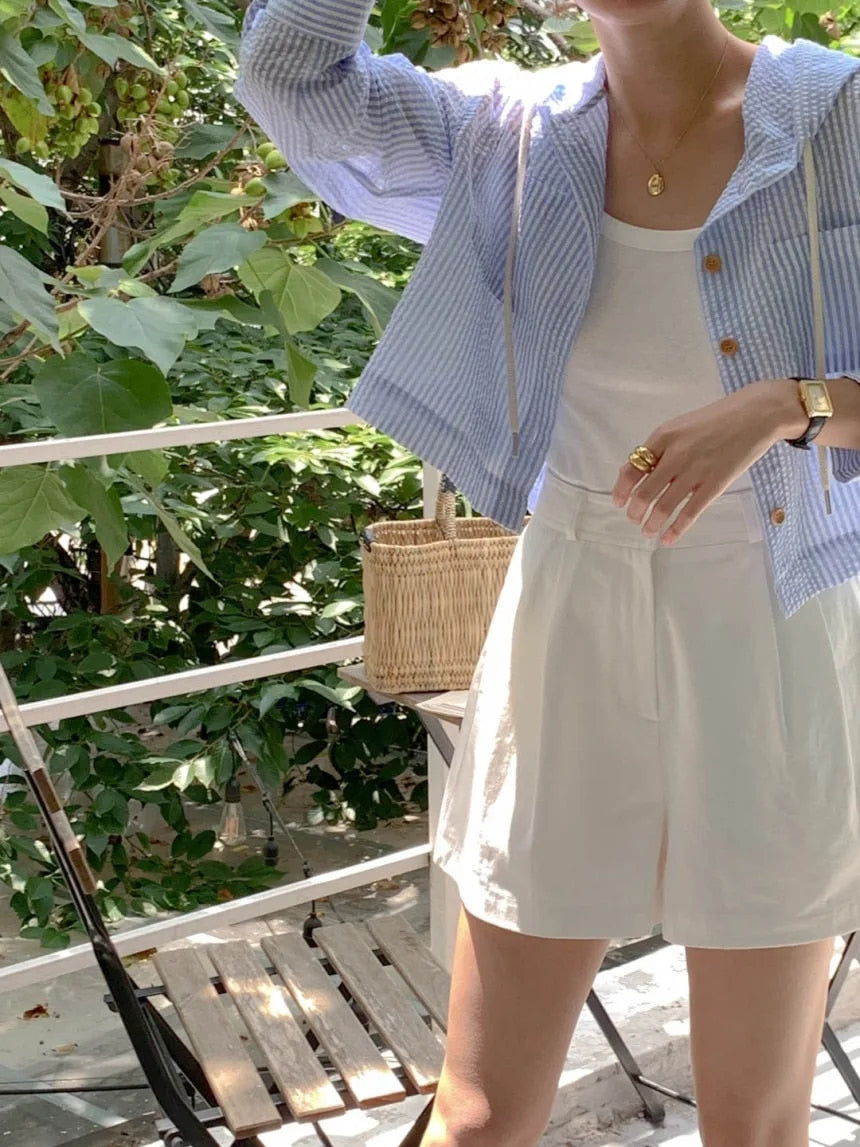 Luna | Crop Top Jacke mit Streifenmuster und Leichtem Stoff für Damen