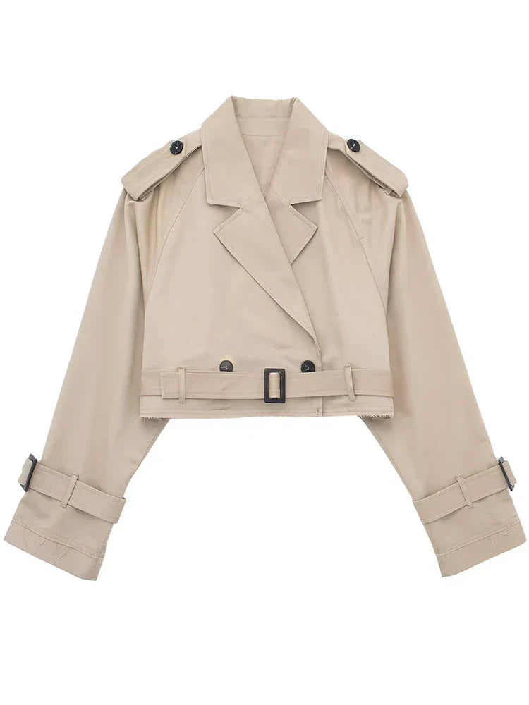 Liora | Trenchjacke mit Vintage-Kerbausschnitt und Gürtel für Damen