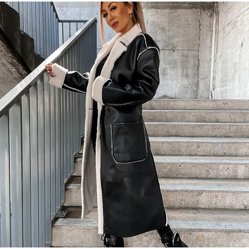 Livia | Lederjacke mit Reverskragen und Kunstpelzfutter für Damen