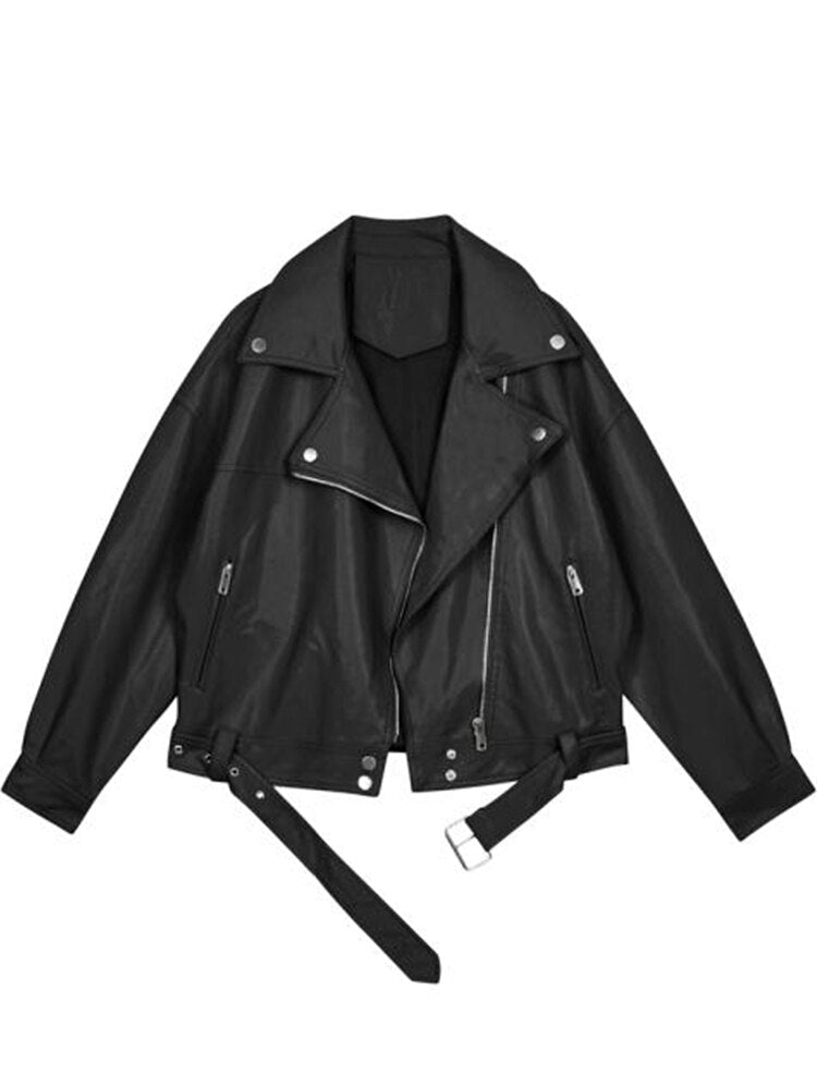 Lysander | Lederjacke mit Reverskragen und Stylischem Gürtel für Damen