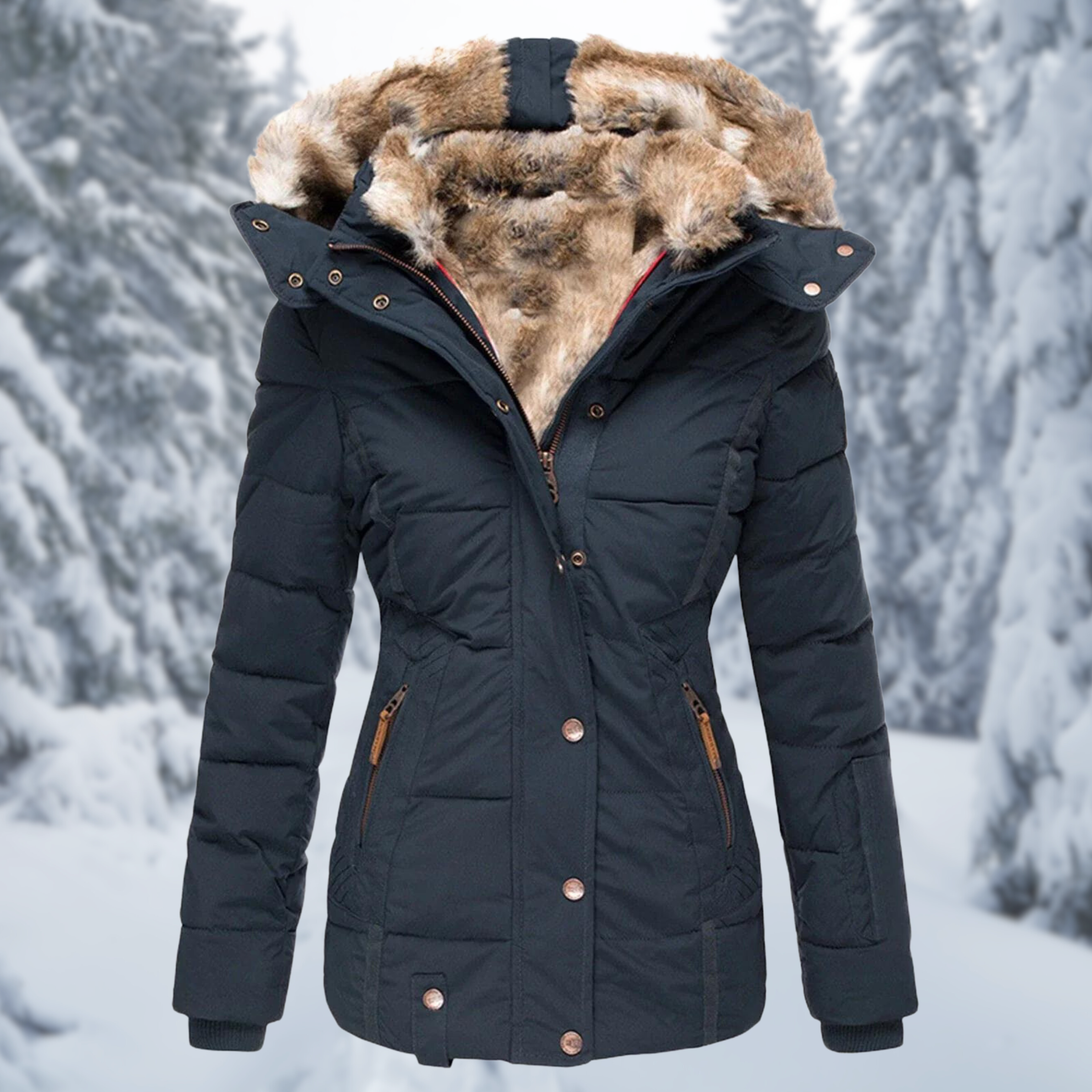 Livia | Winterjacke mit Edlem Design und Flauschigem Pelzfutter für Damen