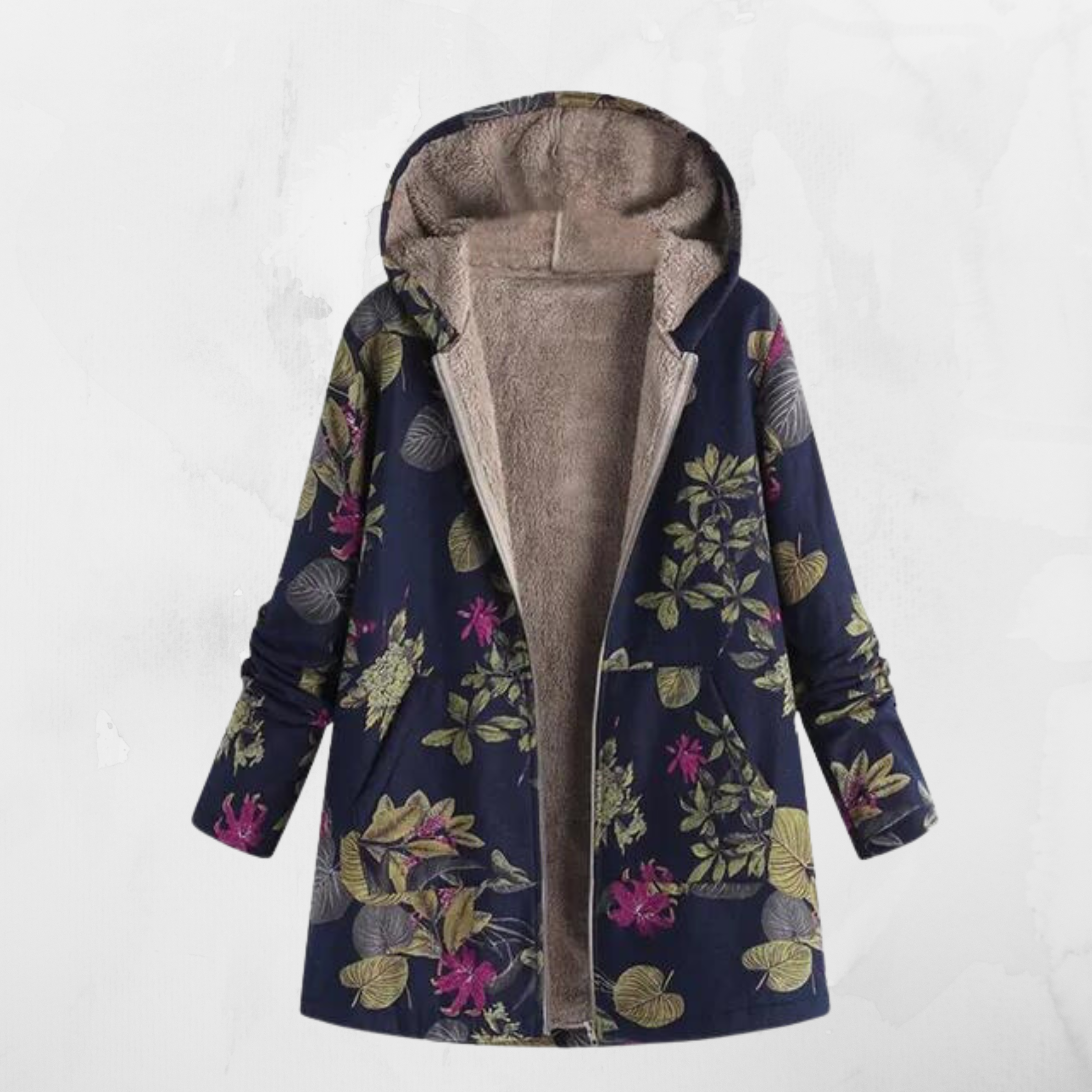 Carmen | Bedruckter Mantel mit Windschutz und Retro-Design für Damen