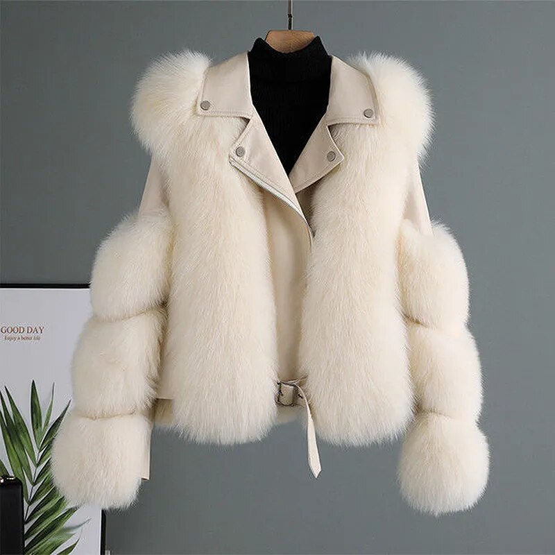 Celestia | Leder Pelz Jacke mit zeitlosem Charme und hochwertigem Kunstpelz für Damen