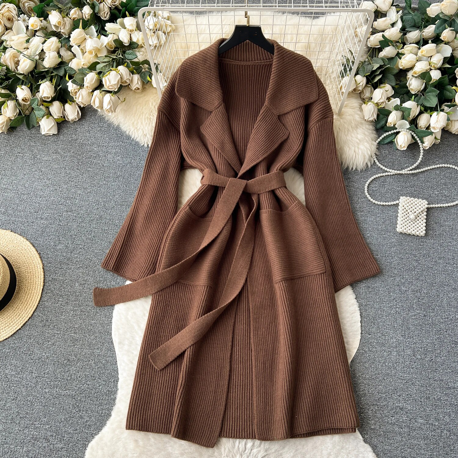 Liora | Strickmantel mit Komfortablem Design und Gürtelsilhouette für Frauen