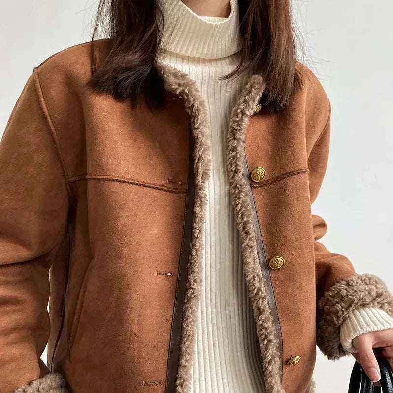 Mira | Jacke mit Edgy Design und Shearling-Akzenten für Frauen