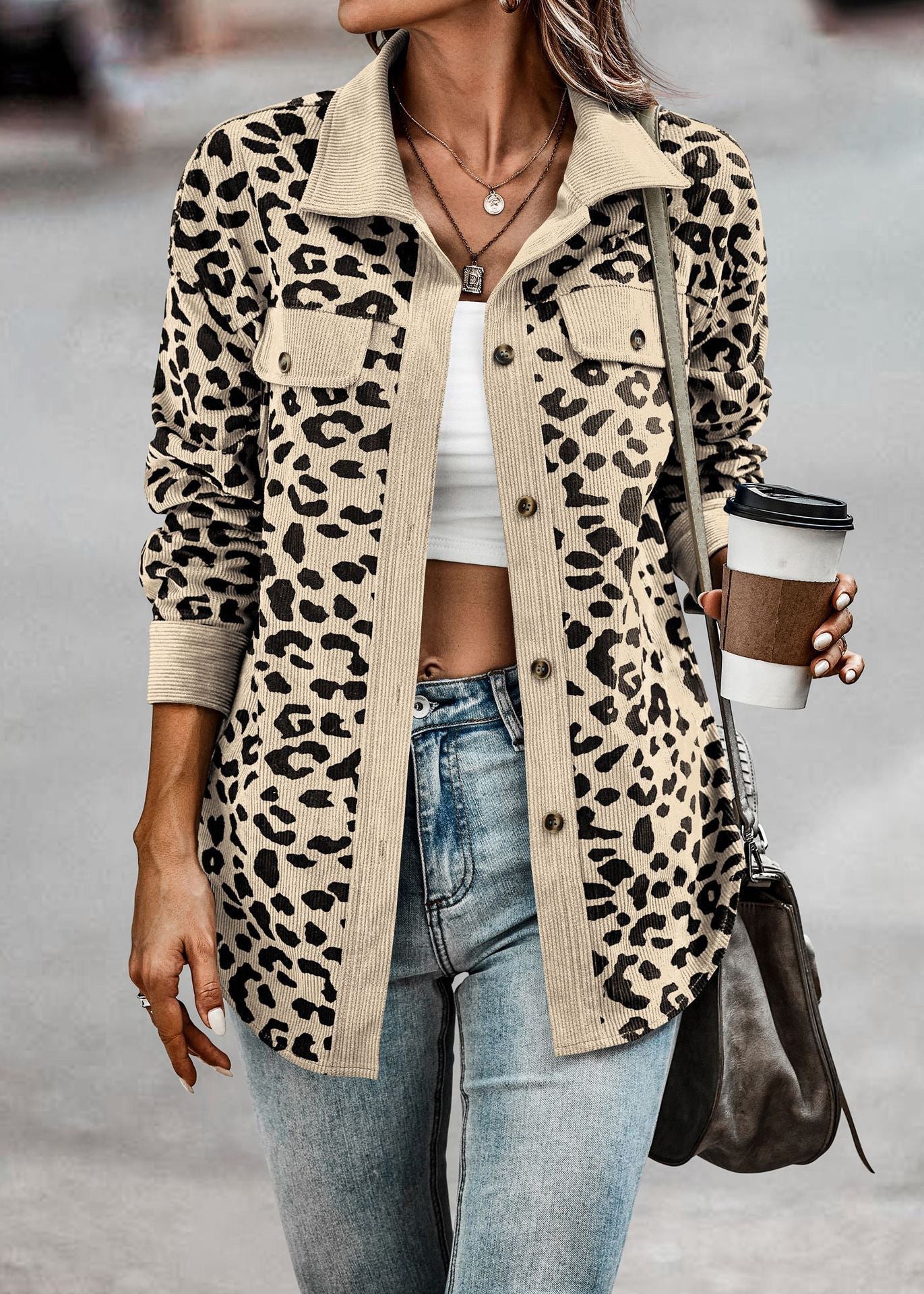 Luna | Herbstjacke mit Bequemer Oversized-Passform und Eleganten Leopardenmuster für Frauen