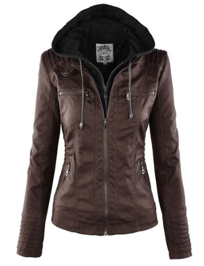 Lena | Kapuzenjacke aus Kunstleder mit stilvollem Design für Damen