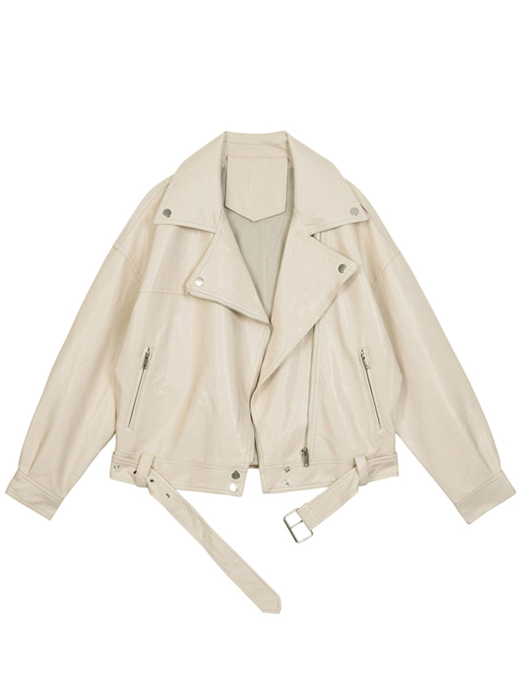 Lysander | Lederjacke mit Reverskragen und Stylischem Gürtel für Damen