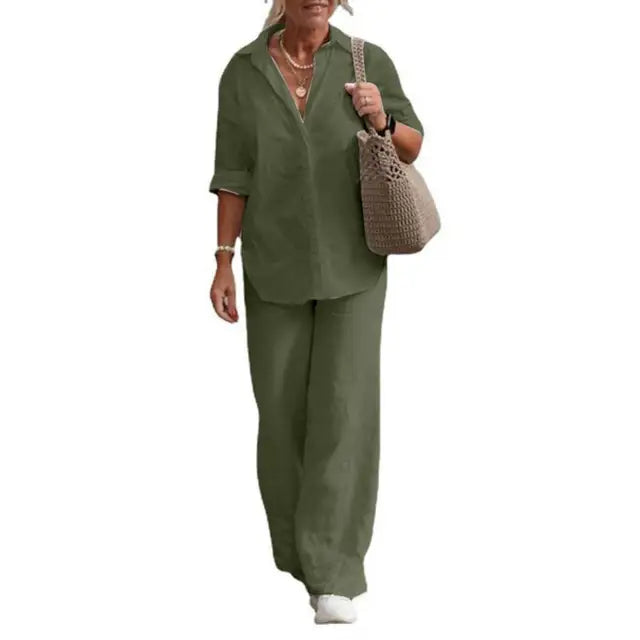 Sophia | Leinen-Zweiteiler mit Stilvollem Design und Hochwertigem Material für Damen