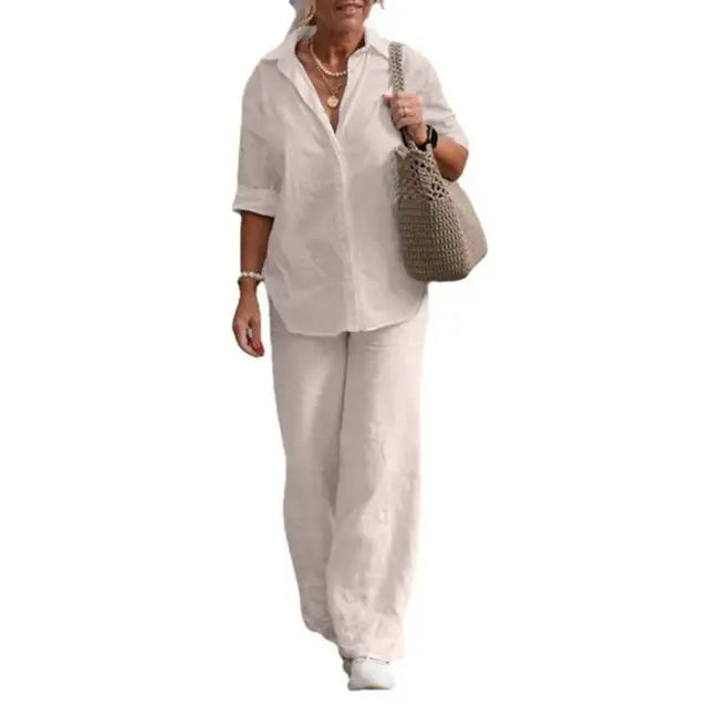 Sophia | Leinen-Zweiteiler mit Stilvollem Design und Hochwertigem Material für Damen