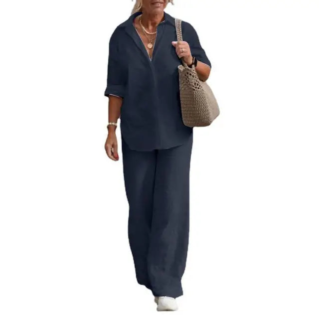 Sophia | Leinen-Zweiteiler mit Stilvollem Design und Hochwertigem Material für Damen