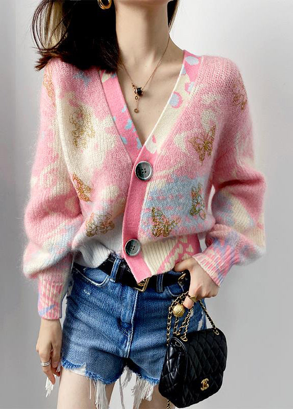 Celestia | Strickmantel mit Eleganten V-Ausschnitt und Patchwork-Design für Frauen