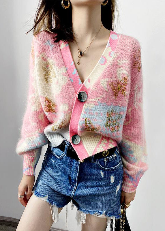 Celestia | Strickmantel mit Eleganten V-Ausschnitt und Patchwork-Design für Frauen