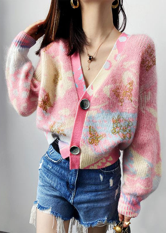 Celestia | Strickmantel mit Eleganten V-Ausschnitt und Patchwork-Design für Frauen