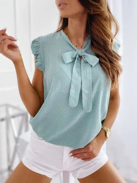 Selina | Ärmellose Bluse mit Rüschen und Verspieltem Punktmuster für Damen