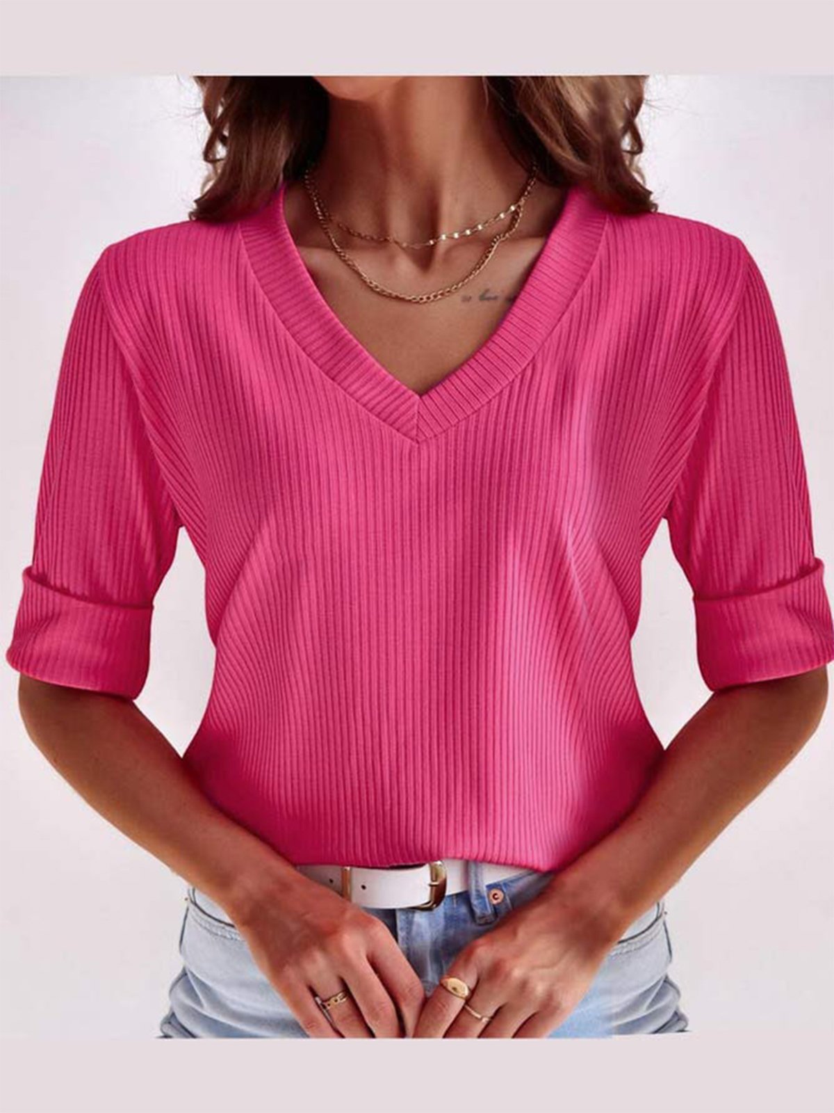 Livia | T-Shirt mit Eleganter Rippstruktur und Atmungsaktiver Baumwolle für Damen