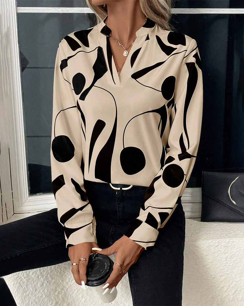 Zephyr Blouse | Trendige stylische Bluse mit Luxusmotiv mit langen Ärmeln