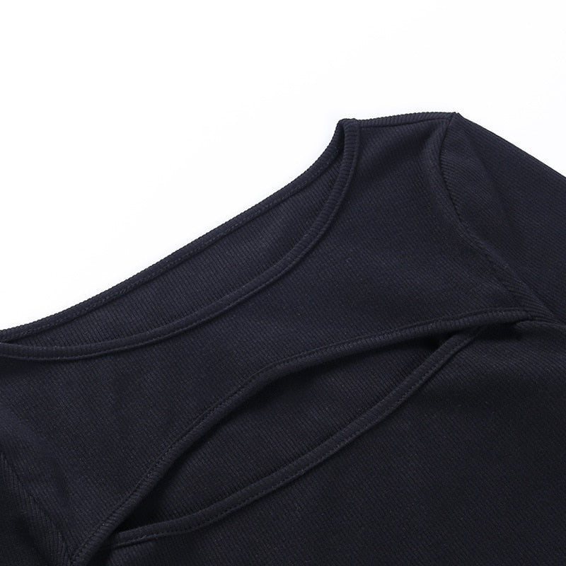 Aurora | Langärmeliges Oberteil mit Weichem Baumwollmaterial und Sexy Schlitzausschnitt für Frauen