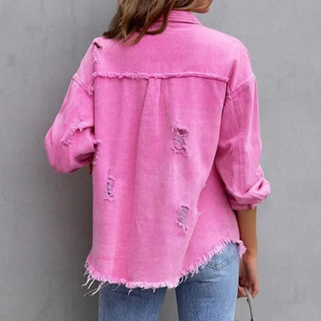 Luna | Damenjacke mit modernem Design und rohen Kanten für den Frühling