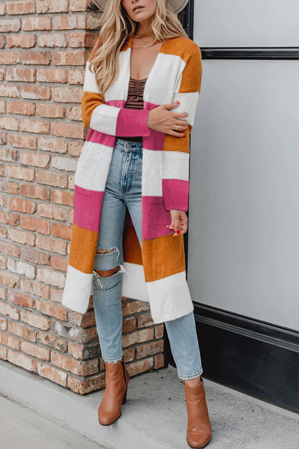 Siena | Strickjacke mit Stilvollem Farbblock und Offener Vorderseite für Frauen