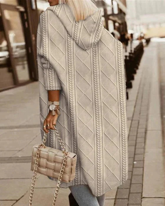 Livia | Lange Strickjacke mit Eleganter Kapuze und Zeitlosem Design für Frauen