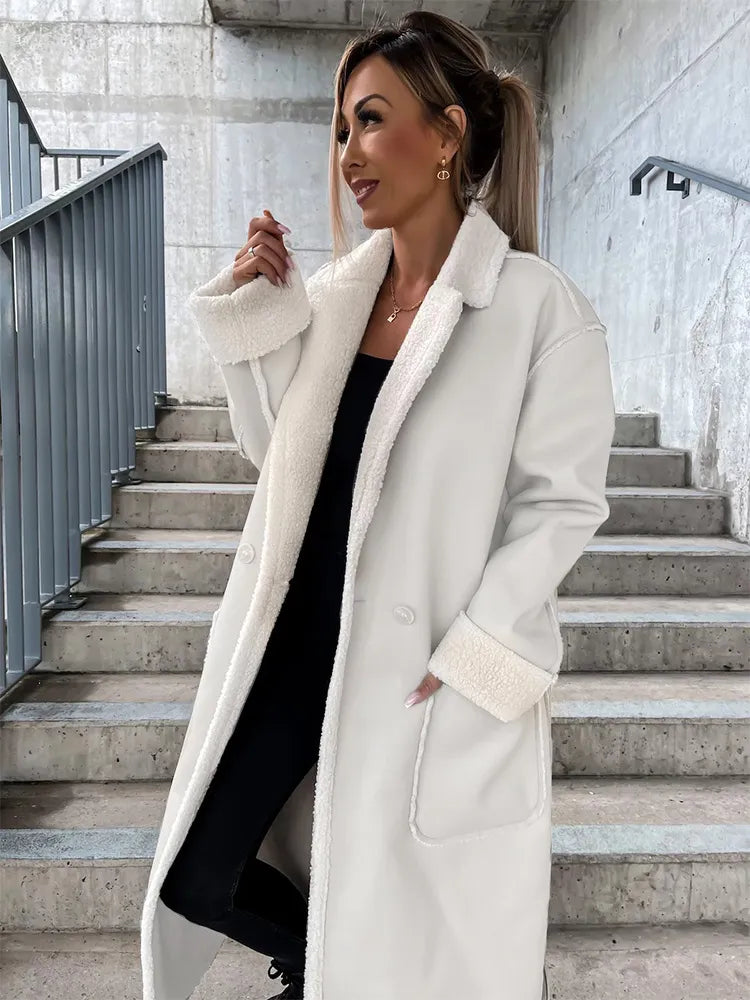 Livia | Lederjacke mit Reverskragen und Kunstpelzfutter für Damen