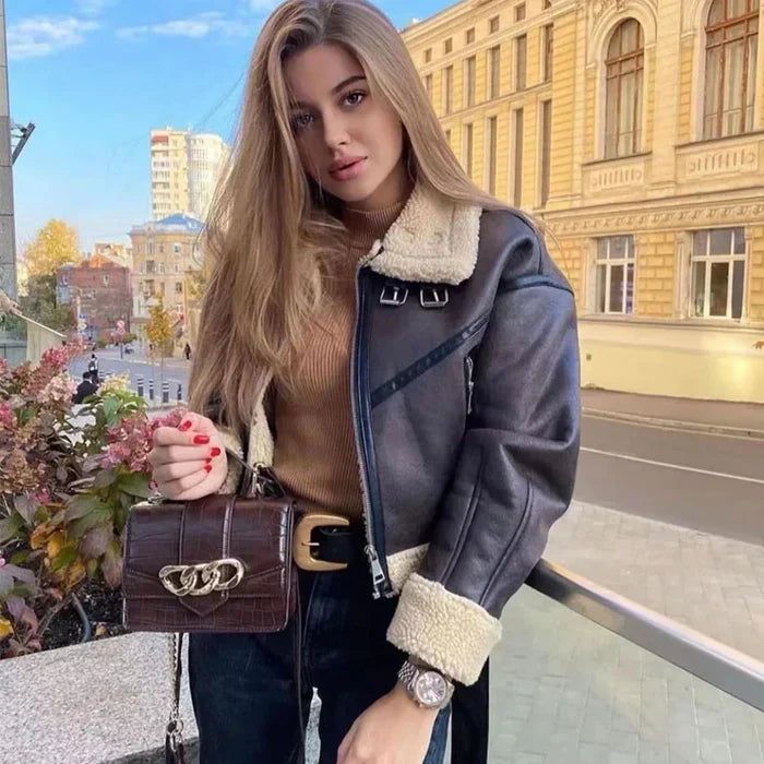 Luna | Damenjacke mit Eleganten Schnallen und Flauschigem Material für Winter