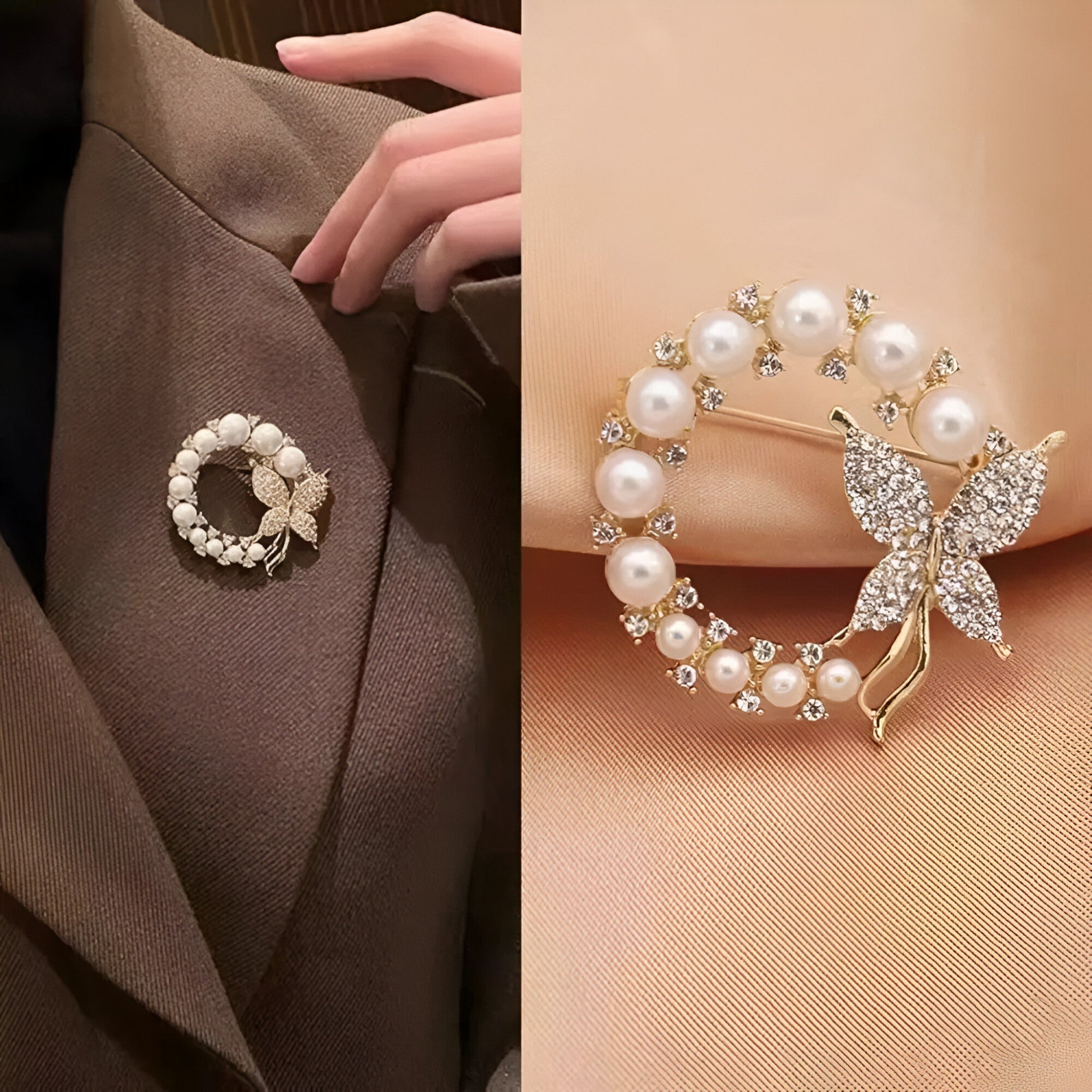 Celestia | Brosche mit Eleganten Perlen und Strasssteinen für Frauen