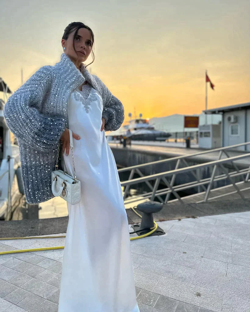 Celestina | Pulloverjacke mit Pailletten für elegante Damen